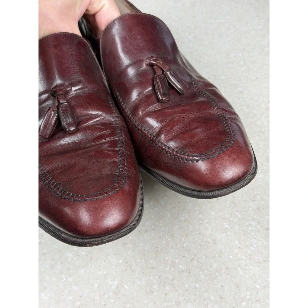 Salvatore Ferragamo Tassel Kiltie Loafers Men's 9 D Leather Dress Shoes